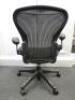 Herman Miller Aeron Ergonomic Adjustable Mesh Office Chair in Graphite Grey with Adjustable Arm Rests & Leather Padded Arm Caps, Size B. - 3