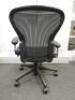Herman Miller Aeron Ergonomic Adjustable Mesh Office Chair in Graphite Grey with Adjustable Arm Rests & Leather Padded Arm Caps, Size B. NOTE: requires bolt to seat frame (As Viewed/Pictured). - 3