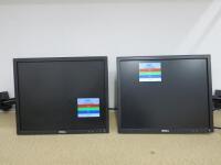 Pair of Dell 19" Flat Panel Monitors, Model P190St with Adjustable Monitor Desk Mounts.