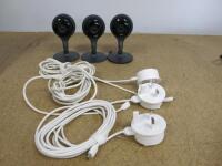 3 x Google Nest Indoor Security Cameras, Model A005. Comes with 3 Power Supplies.