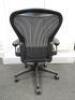 Herman Miller Aeron Ergonomic Adjustable Mesh Office Chair in Graphite Grey with Adjustable Arm Rests & Leather Padded Arm Caps, Size B. - 4
