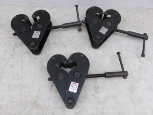 3 x 1Ton ACE Girder Clamps, DOM 02/2013. NOTE: included on test certificate from company.