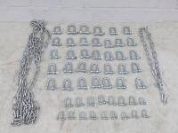 Approx 50 x Assorted Steel Shackles (1-2") & 2 Lengths of Chain.
