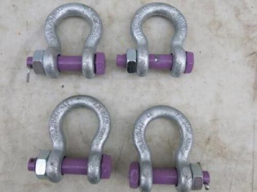 4 x 3.5Ton WLL 3.25T Bow Shackles. NOTE: included on test certificate from company.