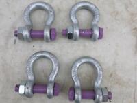 4 x 3.5Ton WLL 3.25T Bow Shackles. NOTE: included on test certificate from company.