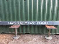 "Naturally Fast Food" Illuminated Sign in Metal Box Frame, Size H8cm x W414cm x D25cm. NOTE: sign is untested.