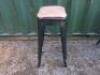 6 x Black Metal Pressed Stacking Stool with Brown Faux Leather Padded Seat. Size H78cm x W30cm x D30cm. - 4