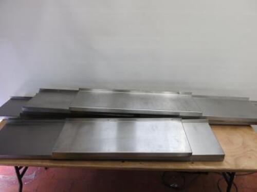 Stainless Steel Shelves with Brackets. Sizes to Include - 78cm x 2, 90cm x 2, 100cm x 1, 150cm x 2, 210cm x 1.  