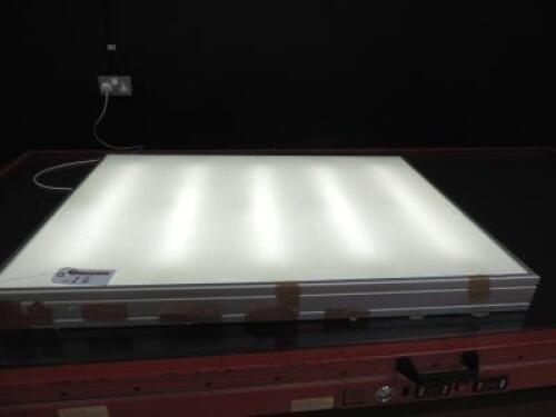 Metal Framed Light Box, Size H10cm x W120cm x D85cm. IMPORTANT NOTE: Collection of this lot is only available Monday 18th & Tuesday 19th October 2021