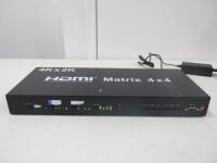 HDMI Matrix 4K x 2K Switcher, Model Matrix 4 x 4. Comes with Power Supply.