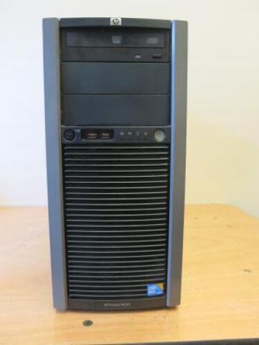 HP ProLiant Tower, Model ML310. Running Ubuntu 18.04.3 LTS,Intel Xeon CPU X3220 @ 2.4Ghz x4, 4.8 GiB, 3 x 160GB HDD. 