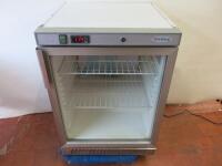 Tefcold Illuminated Undercounter Glass Door Bottle Cooler, Model UR200G S/S. Size H86cm x W60cm x D60cm