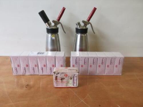 2 x ISI Whipped Cream Dispensers with 12 x Packs of 10 Cream Chargers.