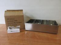 25 x Boxed/New Packs of 12 Milan Tea Spoons & Small Quantity of Stainless Steel Cutlery with Stainless Steel Cutlery Holder (As Viewed/Pictured).