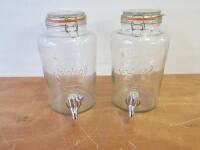 Pair of Kilner Original Clear 5Lt Drink Dispensers with Taps.