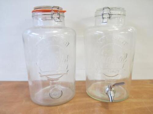 Pair of Kilner Original Clear 8Lt Drink Dispensers with Taps. NOTE: missing 1 x Tap.