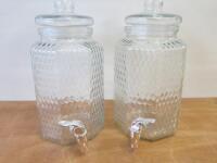 Pair of Glass Drink Dispensers with Taps & Lids.