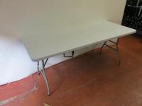 Metal Frame Folding Table with White Plastic Top, Size H73cm x W174cm x D79cm