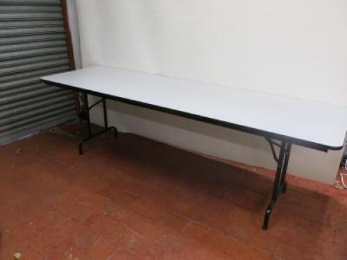 Large Rectangular Banquet Folding Table with Metal Frame & Melamine Top. Size H74cm x W245cm x D75cm.