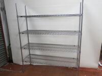 Metro Wire Stainless Steel 4 Tier Static Shelving Bay, Size H188cm x W153cm x D45cm.