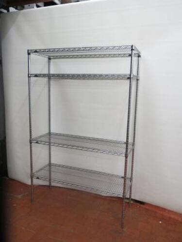 Metro Wire Stainless Steel 4 Tier Static Shelving Bay, Size H188cm x W120cm x D45cm.