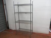 Metro Wire Stainless Steel 4 Tier Static Shelving Bay, Size H188cm x W90cm x D45cm.