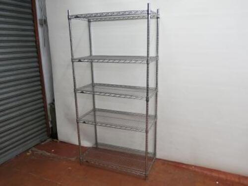 Metro Wire Stainless Steel 4 Tier Static Shelving Bay, Size H188cm x W90cm x D45cm.