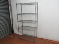 Metro Wire Stainless Steel 4 Tier Static Shelving Bay, Size H188cm x W90cm x D45cm.