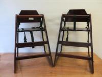 Pair of Children's Dark Wood High Chairs.