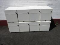 7 x 2 Drawer Metal Pedestal in White with Keys. Size H50cm x W42cm x D57cm.