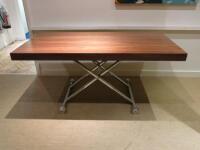 Height Adjustable Rectangular Office Table with Wooden Top and Metal Frame. Size H70cm x W180cm x D85cm.