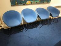 8 x Arper Cantilever Board Room/Office Chair Upholstered in Blue Sack Cloth Fabric on Chrome Frame.