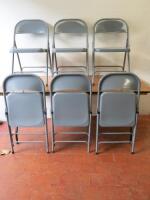 6 x Habitat Metal Folding Chairs in Grey, Model Macadam.