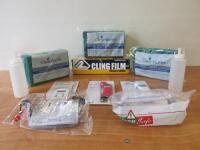 Assorted Lot of Catering Accessories to Include: 1 x Prepara Hand Held Digital Thermometer, Model E3119, 1 x Prepara Electronic Hand Held Thermometer, 1 x Hygiplas Easy Temp Pocket Thermometer, 1 x Box of Good To Go 300M Cling Film, 2 x Sauce Bottles, 2 