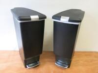 Pair of Simple Human 40L Slim Kitchen Pedal Bin in Black with Children's Lock, Model CW1361.