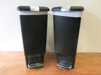 Pair of Simple Human 40L Slim Kitchen Pedal Bin in Black with Children's Lock, Model CW1361.