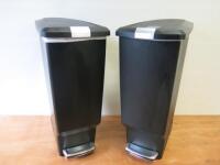 Pair of Simple Human 40L Slim Kitchen Pedal Bin in Black with Children's Lock, Model CW1361.