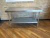 Stainless Steel Prep Table with Shelf Under, Size H90cm x W150cm x D70cm. - 2