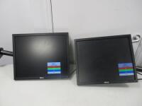 Pair of Dell 19" Flat Panel Monitors, Model P190St with Adjustable Monitor Desk Mounts.