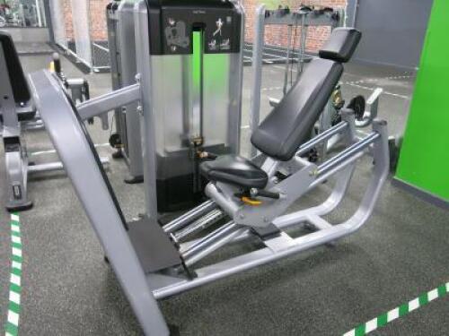 Precor Seated Leg Press Weight Machine, Discovery Selectorized Strength Line, S/N CW35326-103.