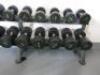 Large Set of 56 x Jordan Urethane Dumbbell Weights with Racks to Include: 9 x Rack Supports, 12 x Weight Cradles & Dumbbell Weights Ranging from 2.5kg-50kg. - 3