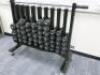 Set of 48 York Dumbbells on Mobile Metal Rack with Anti Lock Bar, Range 1.5Kg to 5Kg. - 2