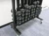 Set of 48 York Dumbbells on Mobile Metal Rack with Anti Lock Bar, Range 1.5Kg to 5Kg. - 7