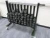 Set of 48 York Dumbbells on Mobile Metal Rack with Anti Lock Bar, Range 1.5Kg to 5Kg. - 2