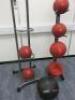 Lot of 8 Jordan Medicine Balls with 2 Free Standing Metal Racks to Include: 2 x 15kg, 1 x 12kg, 1 x 9kg 3x 7kg & 1 x 5kg. - 4