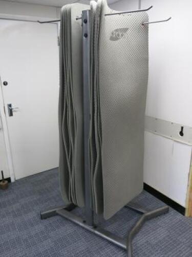 12 x Jordan Paviflex Gym Sports Mat with Double Sided Free Standing Heavy Duty Metal Stand.