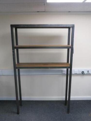 Heavy Duty Box Metal Oak Shelf Unit, Size H180cm x W110cm x D37cm.