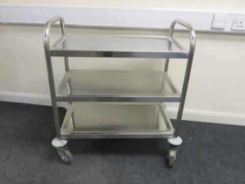 Mobile 3 Tier Stainless Steel Trolley.