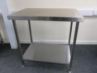 Stainless Steel Prep Table with Shelf Under, Size H90cm x W90cm x D60cm.