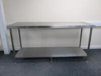 Stainless Steel Prep Table with Shelf Under, Size H90cm x W180cm x D60cm.